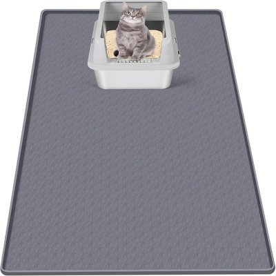 Bartuke Bartuke Silicone Scatter Control Soft & Easy to Clean Cat Litter Trapping Mat, Dark Grey, 51 x 25.6-in