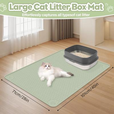 Show full view: Bartuke Silicone Scatter Control Soft & Easy to Clean Cat Litter Trapping Mat, Green, X-Large: 40 x 28-in slide 2 of 7