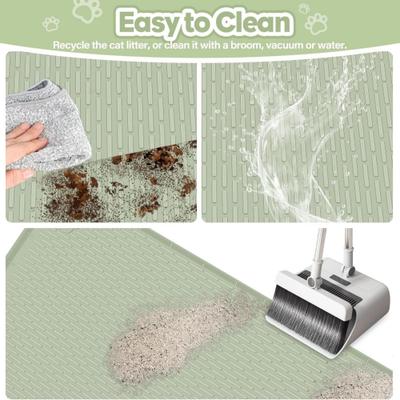 Show full view: Bartuke Silicone Scatter Control Soft & Easy to Clean Cat Litter Trapping Mat, Green, X-Large: 40 x 28-in slide 3 of 7