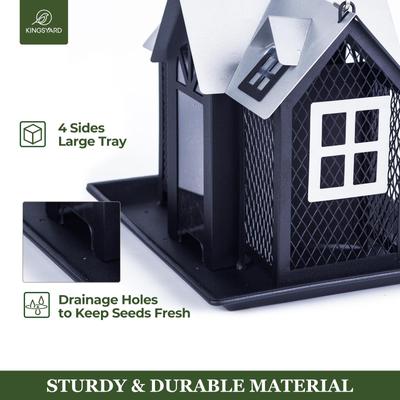 Show full view: Kingsyard Wild Bird House & Triple Feeder, Silver/Black slide 4 of 8