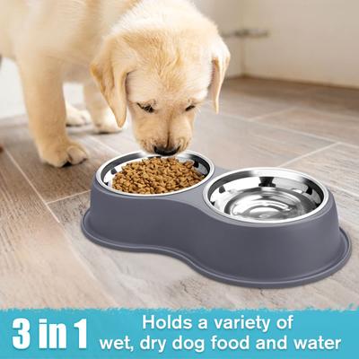 Show full view: UPSKY Non-Slip Resin Station Skid-Proof Stainless Steel Dog & Cat Water & Food Bowls, Grey, 60-oz slide 5 of 9