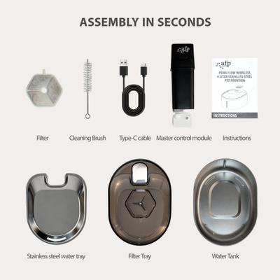 Show full view: allforpaws Lifestyle Pets Wireless Stainless Steel Cat Water Fountain, Brown, 4-lt slide 7 of 9