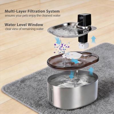 Show full view: allforpaws Lifestyle Pets Wireless Stainless Steel Cat Water Fountain, Brown, 4-lt slide 6 of 9
