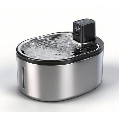 allforpaws allforpaws Lifestyle Pets Wireless Stainless Steel Dog & Cat Water Fountain, Brown, 4-L