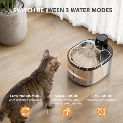 Show full view: allforpaws Lifestyle Pets Wireless Stainless Steel Cat Water Fountain, Brown, 4-lt slide 3 of 9