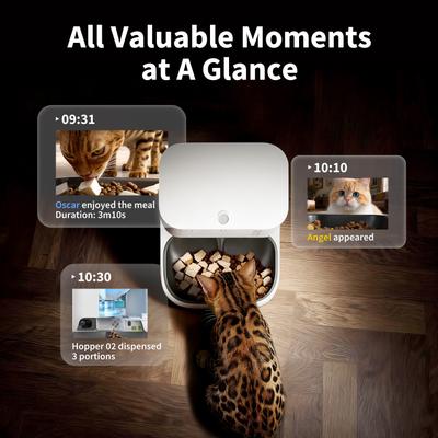 Show full view: PETKIT YumShare Dual-hopper 2 Automatic Cat Feeder with Camera, White slide 7 of 9