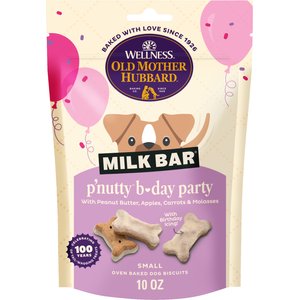 Old Mother Hubbard by Wellness Milk Bar P'Nutty B-Day Party Peanut Butter Biscuits Dog Treats, 10-oz bag