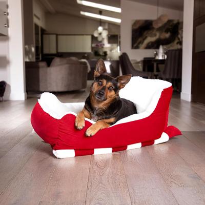 Show full view: Sherry Kline Pet Collection Holiday Sleigh Washable Dog Bed, Red, Medium: 22 x 32 x 15-in slide 6 of 6