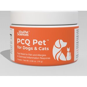 Vital Pet Sciences PCQ Pet Powder Pain Relief & Allergy Support Supplement for Dogs & Cats, 0.56-oz jar