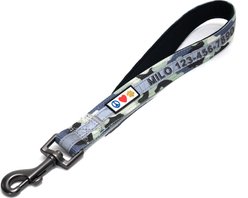 Pawtitas Personalized Padded Reflective Short Dog Leash Camouflage Grey