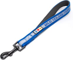 Pawtitas Personalized Padded Reflective Short Dog Leash, Blue