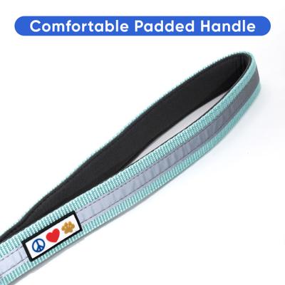 Show full view: Pawtitas Personalized Custom Embroidery Reflective Short Training Dog Leash with Padded Handle, Teal slide 5 of 8