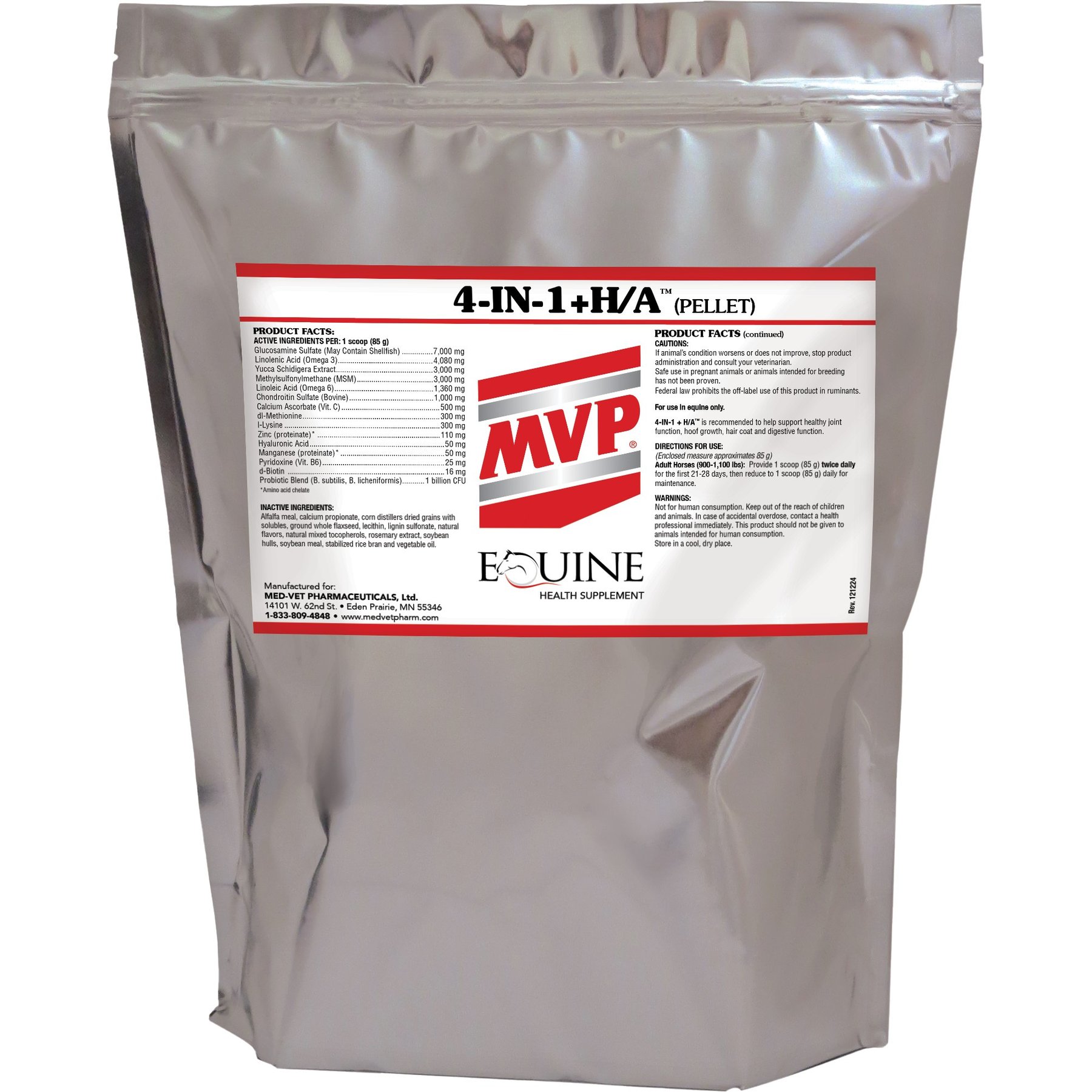 Med-Vet Pharmaceuticals (MVP) 4-In-1 H/A Pellets Horse Supplement, 6lb