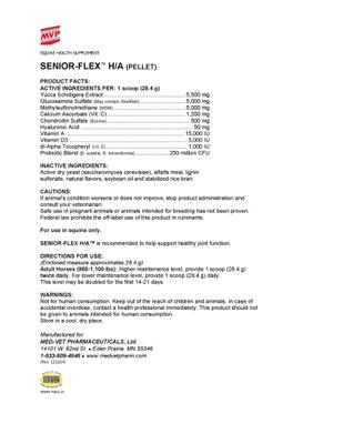 Show full view: Med-Vet Pharmaceuticals (MVP) Senior Flex H/A Pellets Horse Supplement, 5-lb slide 2 of 5