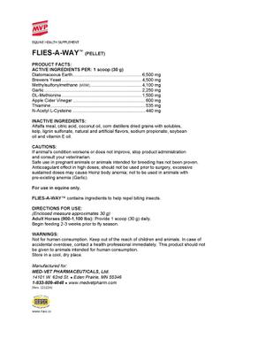 Show full view: Med-Vet Pharmaceuticals (MVP) Flies-A-Way Pellets Horse Supplement, 12-lb slide 2 of 5