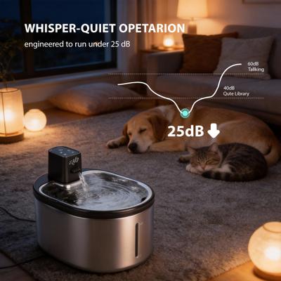 Show full view: allforpaws Lifestyle Pets Wireless Stainless Steel Cat Water Fountain, Brown, 4-lt slide 4 of 9