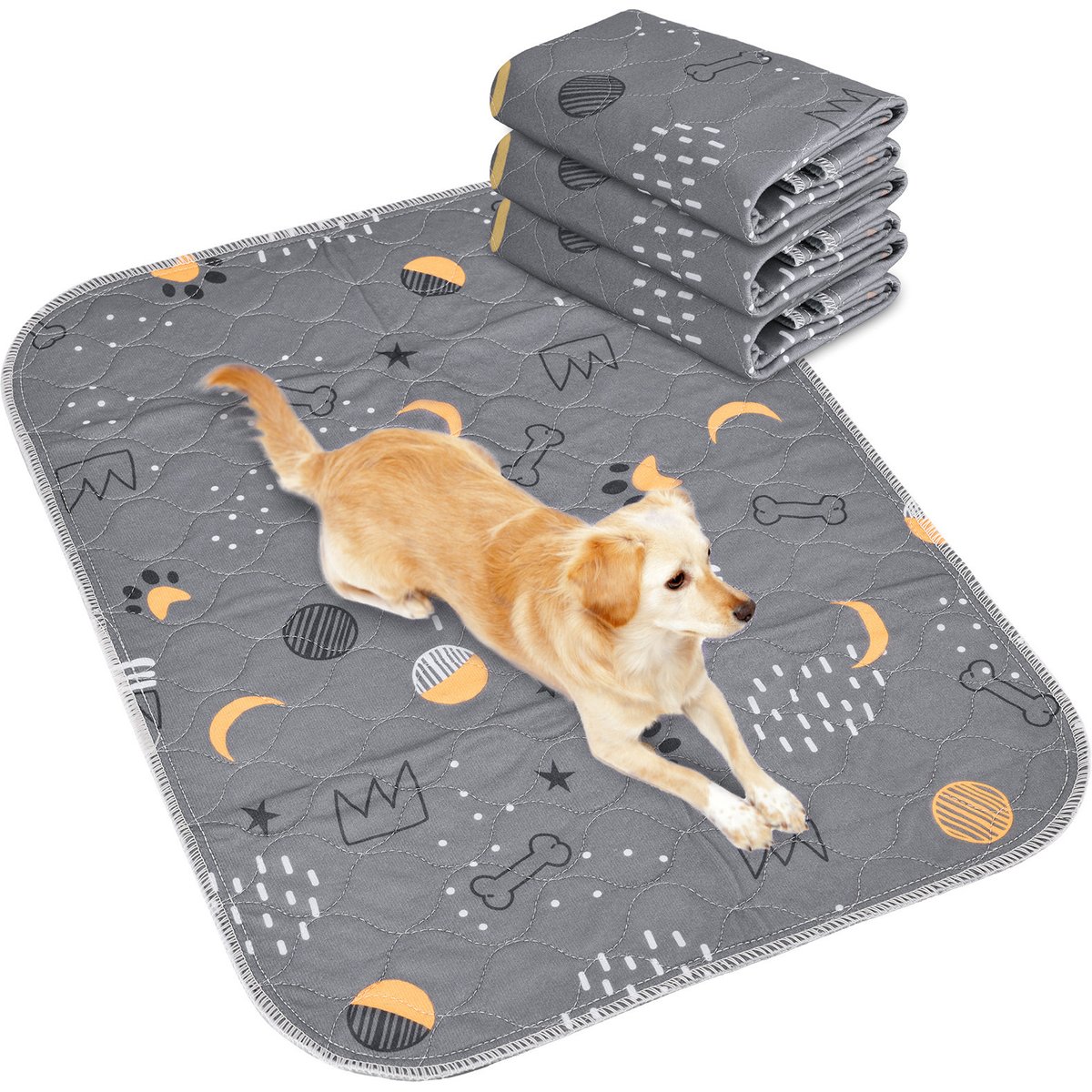 UPSKY Washable Non-Slip Fast Absorbent Dog Pee Pads, 2 count, Grey, 34 x 36-in