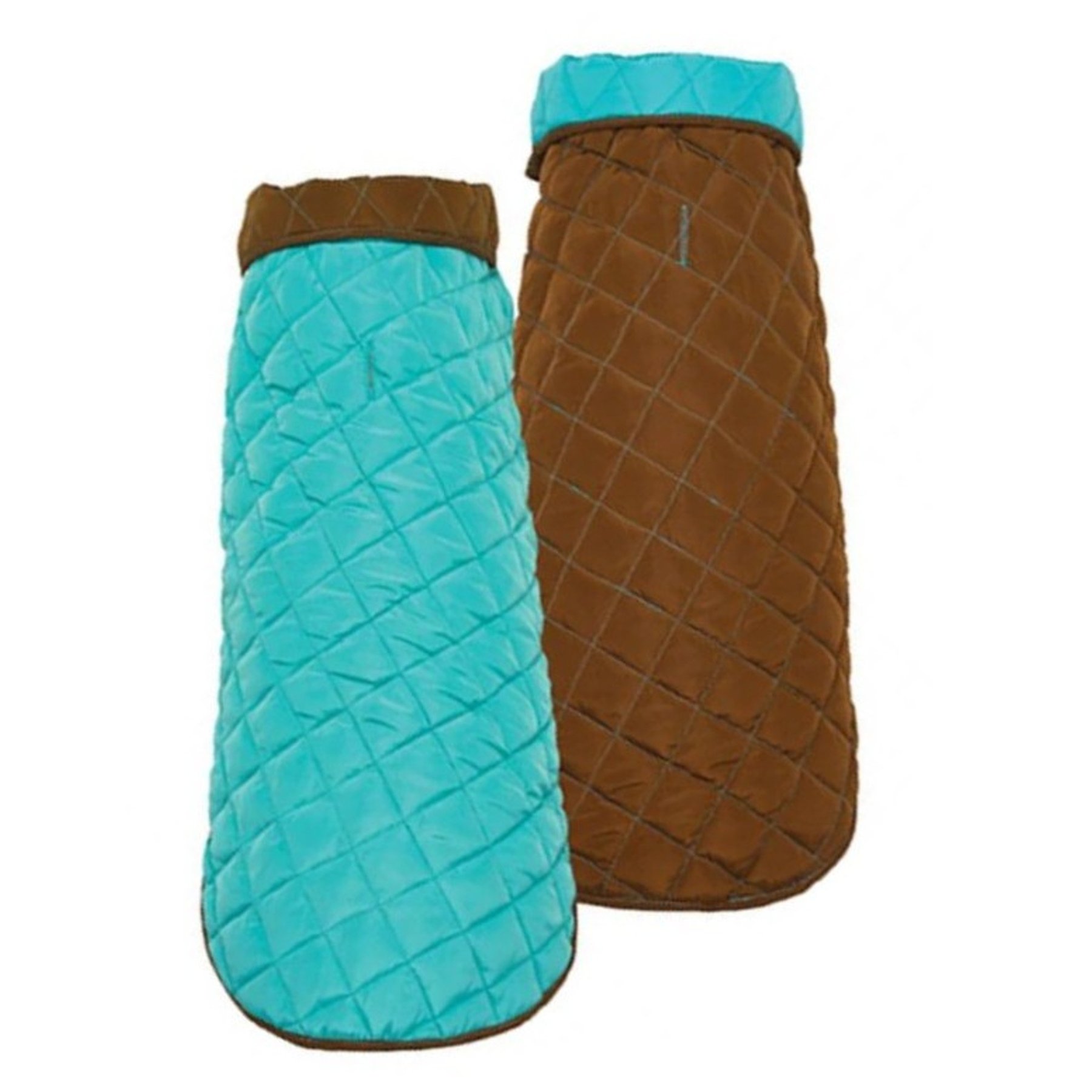 Up Country Quilted Dog Coat, Aqua/Brown, 8
