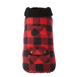 Up Country Buffalo Check Fleeced Lined Dog Coat, Black/Red, 10