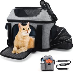 Supet Anti-Scratch Mesh Airline Approved Bag Dog & Cat Carrier, Grey