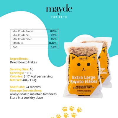 Show full view: Mayde Extra Large Bonito Flakes Crunchy Cat Dehydrated Treats, 4-oz bag slide 9 of 10