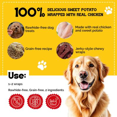Show full view: Beefeaters Sweet Potato Wrap Chicken Jerky Dog Treats, 4.25-oz bag slide 3 of 9