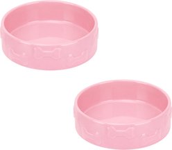 Park Life Designs Manor Dog Bowl Set, Pink, 2 count, Medium