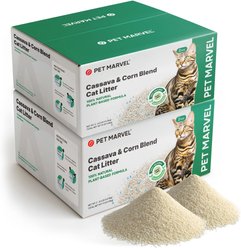 Pet Marvel Creamy Plant-Based Cassava Scented Clumping Cat Litter, 22-lb-bag, 4 count