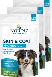 Nordic Naturals Pork Flavored Skin & Coat Soft Chew Supplement for Dogs, 15.87-oz bundle