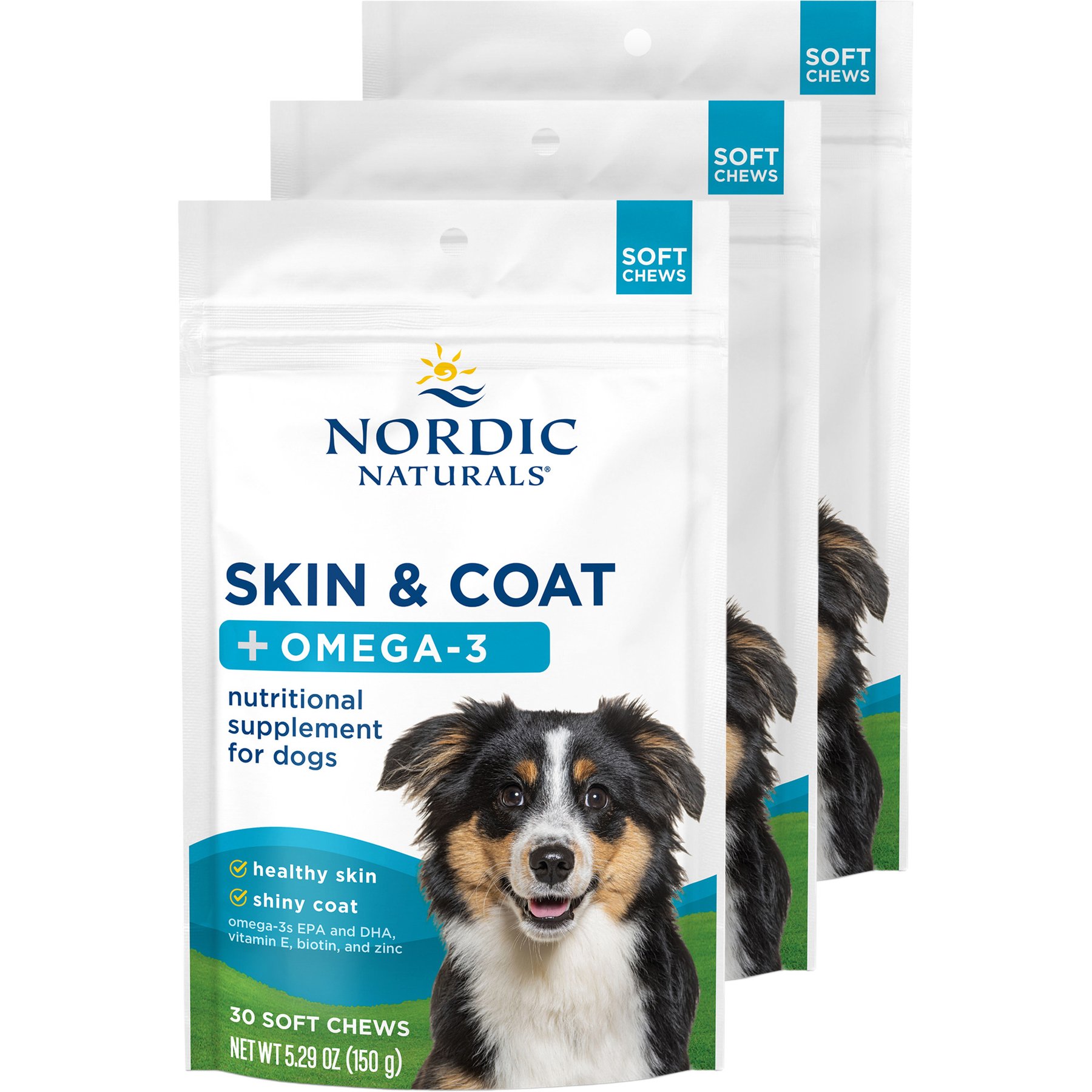 Nordic Naturals Skin & Coat Soft Chew Supplement for Dogs, 90 count bundle