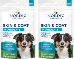 Nordic Naturals Skin & Coat Soft Chew Supplement for Dogs, 60 count bundle