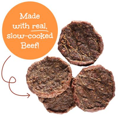 Show full view: Happy Howie's Baker's Dozen 2-in Beef Burger Dog Treats, 13 count pouch slide 6 of 11