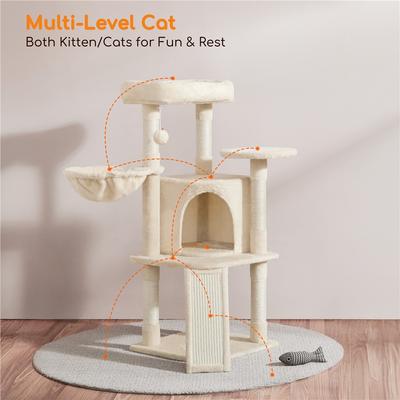 Show full view: Yaheetech 42-in Plush Cat Tree with Perch & Condo, Beige slide 6 of 6