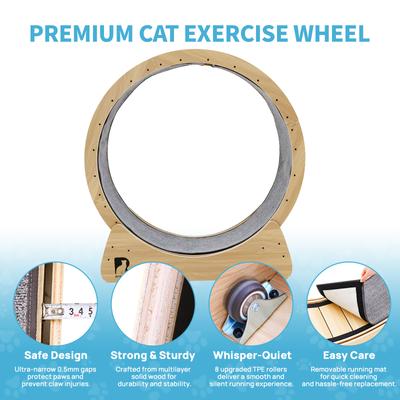 Show full view: RYPetmia Indoor Interactive Exercise Wheel Cat Toy with Replaceable Runway & Safety Lock, 39.37 x 14.37 x 42.12-in, Natural slide 8 of 9