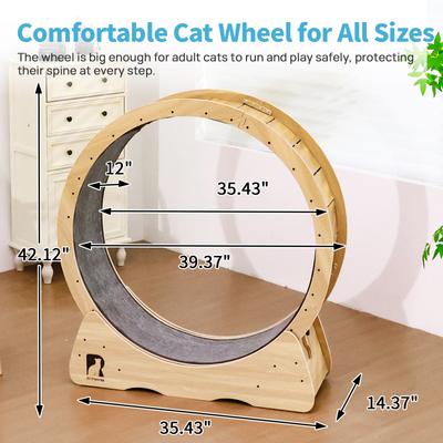 Show full view: RYPetmia Indoor Interactive Exercise Wheel Cat Toy with Replaceable Runway & Safety Lock, 39.37 x 14.37 x 42.12-in, Natural slide 7 of 9