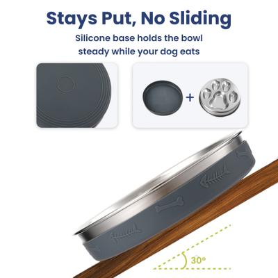 Show full view: PawsPik Stainless Steel Four-Ridge Slow Feeder Dog Bowl slide 3 of 9