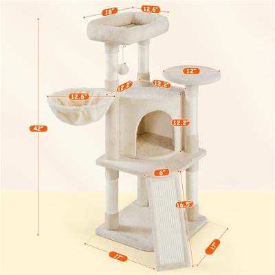 Show full view: Yaheetech 42-in Plush Cat Tree with Perch & Condo, Beige slide 4 of 6