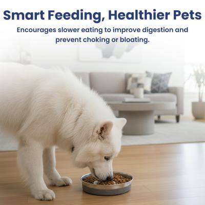 Show full view: PawsPik Stainless Steel Four-Ridge Slow Feeder Dog Bowl slide 8 of 9