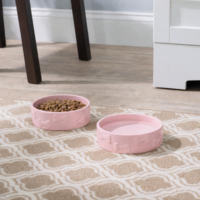Show full view: Park Life Designs Manor Dog Bowl Set, Pink, 2 count, Medium slide 2 of 3