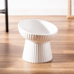 Park Life Designs Fluted Tilt Cat Elevated Bowl Set, 2 count, White, Small slide 2 of 3