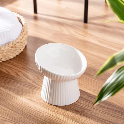 Show full view: Park Life Designs Fluted Tilt Cat Elevated Bowl Set, 2 count, White, Small slide 2 of 3