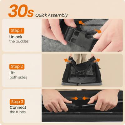 Show full view: FEANDREA Collapsible Portable 36-in Oxford Fabric Soft-Sided Dog Crate with 4 Mesh Doors, Ink Black/Dove Gray, Large slide 3 of 6