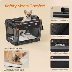 FEANDREA Collapsible Portable 24-in Soft-Sided SmallDog Crate with 4 Mesh Doors, Ink Black, Small slide 2 of 6