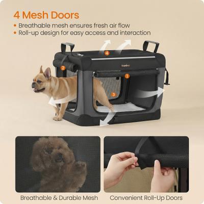 Show full view: FEANDREA Collapsible Portable 24-in Soft-Sided SmallDog Crate with 4 Mesh Doors, Ink Black, Small slide 4 of 7