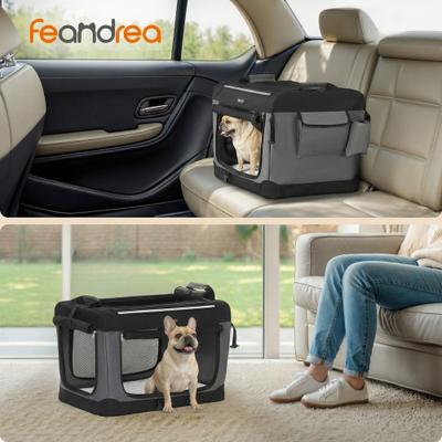 Show full view: FEANDREA Collapsible Portable 24-in Soft-Sided SmallDog Crate with 4 Mesh Doors, Ink Black, Small slide 2 of 7