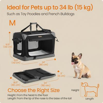 Show full view: FEANDREA Collapsible Portable 24-in Oxford Fabric Soft-Sided Small Dog Crate with 4 Mesh Doors, Ink Black/Dove Gray, Small slide 6 of 6