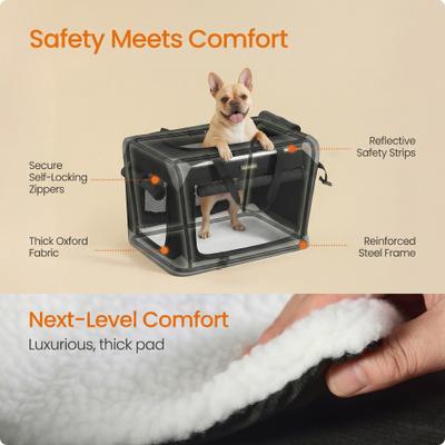 Show full view: FEANDREA Collapsible Portable 24-in Oxford Fabric Soft-Sided Small Dog Crate with 4 Mesh Doors, Ink Black/Dove Gray, Small slide 5 of 6