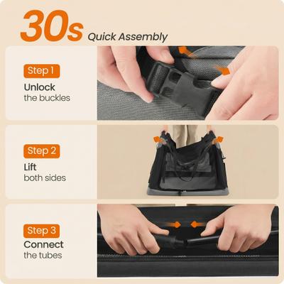 Show full view: FEANDREA Collapsible Portable 24-in Oxford Fabric Soft-Sided Small Dog Crate with 4 Mesh Doors, Ink Black/Dove Gray, Small slide 3 of 6