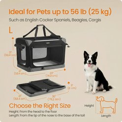 FEANDREA Collapsible Portable Oxford Fabric Soft Dog Crate with 4 Mesh Doors, Ink Black/Dove Gray, Medium: 30-in slide 2 of 6