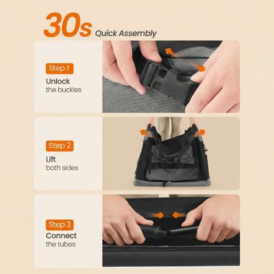 Show full view: FEANDREA Collapsible Portable 30-in Oxford Fabric Soft-Sided Crate for Medium Dogs with 4 Mesh Doors, Ink Black/Dove Gray, Medium slide 3 of 6